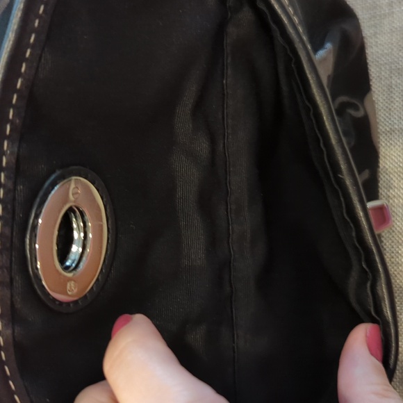 Coach Leah Black and Gray Sateen Handbag - Picture 4 of 12